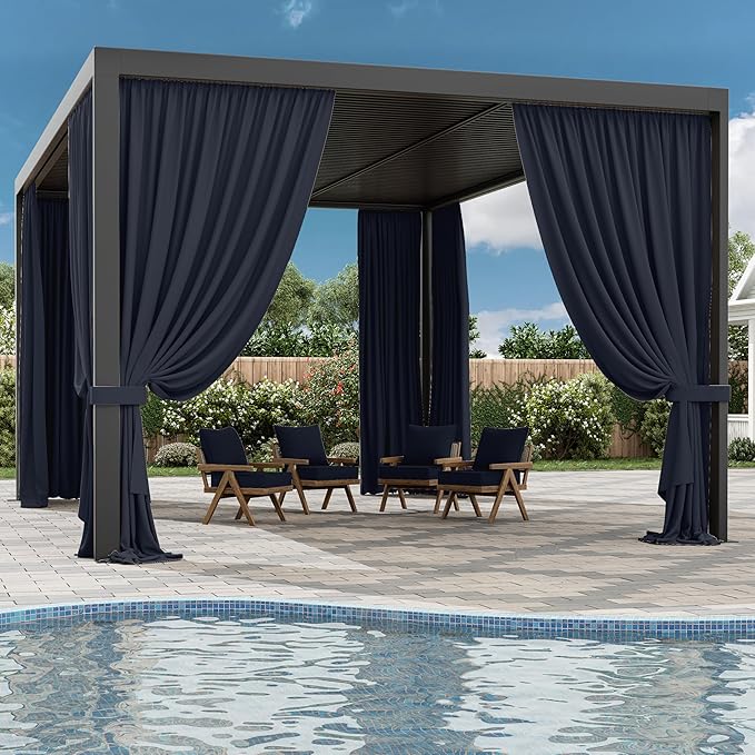 Gazebo Universal Replacement Privacy Curtain,12'×16' Gazebo Outdoor Waterproof Curtains, 4-Panels Sidewall Curtains with Double Zipper for Patio Canopy, Garden and Backyard (Curtain Only)
