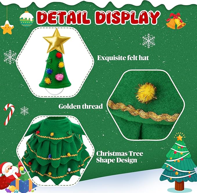 Watayo 2 Pcs/Set Christmas Tree Porch Goose Outfits, Lawn Goose Statue Xmas Tree Costume, Green Christmas Garden Goose Clothes Dress and Hat for 23" High Statue Xmas Holiday Patio Yard Decor