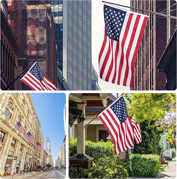 American Flags for Outside 15x25, USA US Flag Heavy Duty Outdoor, Made of 210D Oxford Fabric, Embroidered Stars, Brass Grommets