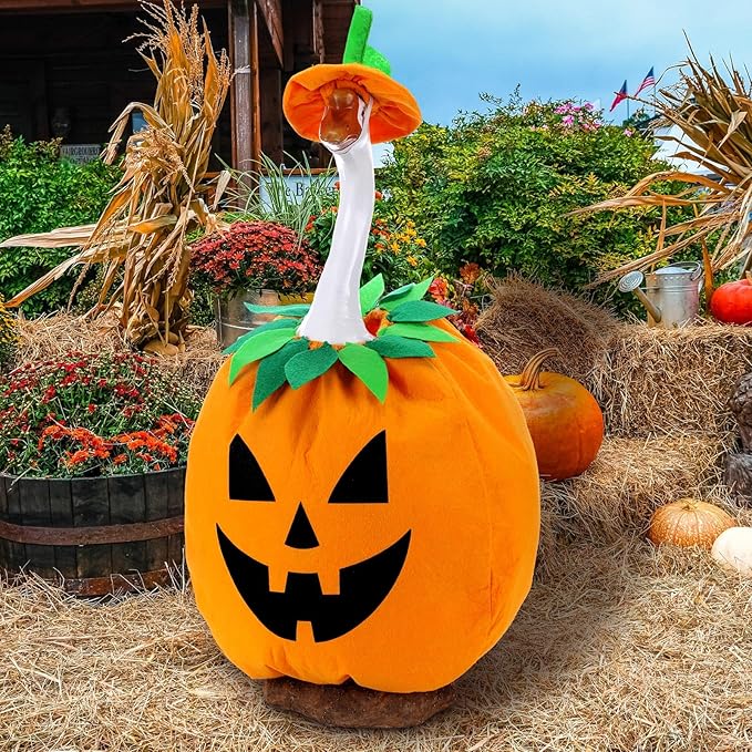 Halloween Pumpkin Goose Outfit Porch Goose Clothes Yard Silly Lawn Duck Shirt for Cement Plastic Duck(23'' Porch Style)