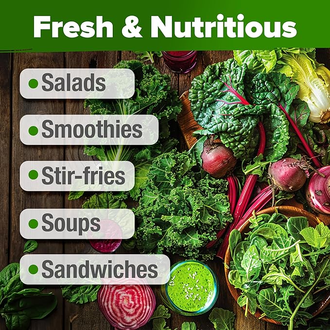 5,000+ Heirloom Lettuce Seeds for Planting Indoors - 95% Germination, Non-GMO Greens Seeds, (10 Varieties): Kale, Spinach, Butter, Romaine, Arugula & More - Lettuce Seeds for Hydroponic Home Garden