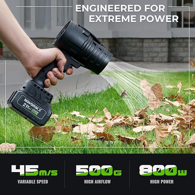 20V Cordless Leaf Blower, 30000RPM Handheld Leaf Blower with 2 X 3.0Ah Batteries & Charger, Lightweight for Yard Lawn Outdoor Cleaning – Black