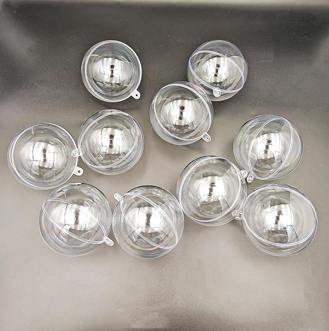 Acrylic Hollow Ball, Clear Plastic Fillable Ornaments Ball, DIY Clear Plastic Balls for New Years Present,Xmas Tree,Home Decoration,Wedding,Party (8cm/3.15inch，10pcs)