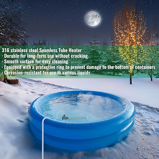 1800W Immersion Water Heater for pool & Hot Tub – Portable Fully Submersible Electric Heater with Wifi Timer & Temp Control for Inflatable Pool, Above Ground Pool, Spa, bucket & Bathtub