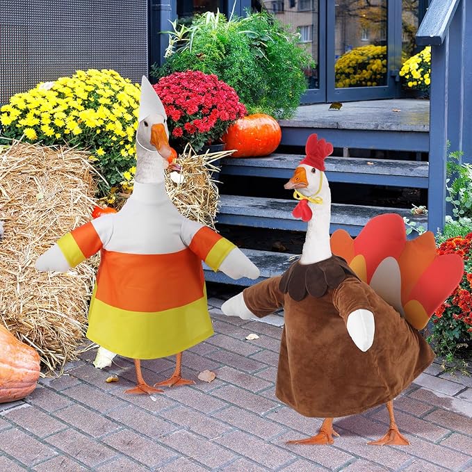 3 Set Halloween Goose Outfit Fall Christmas Lawn Porch Goose Cloth Costume Thanksgiving Xmas Outdoor Patio Yard for 23'' Lawn Gooses Outdoor Decoration