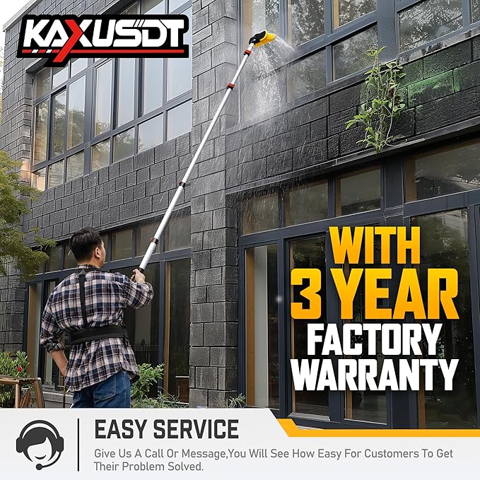 24FT Pressure Washer Telescoping Extension Wand, 𝟐𝟎𝟐𝟓 𝐔𝐩𝐠𝐫𝐚𝐝𝐞𝐝 High Power Accessories with Brush Head & 3 Wand, 7 Spray Nozzle Tips, 4000PSI Gutter Cleaning Tools for Wall Window Soffit