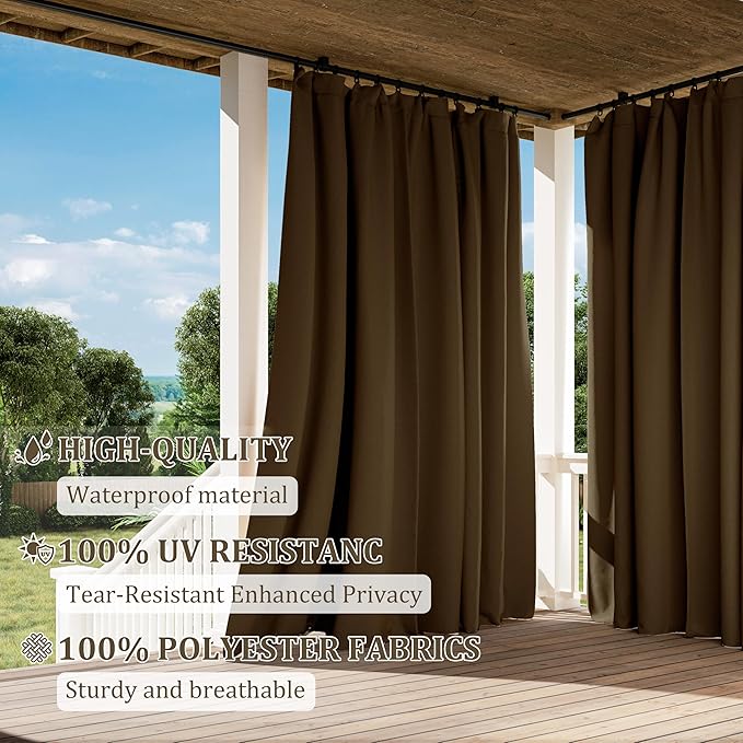 Gazebo Universal Replacement Privacy Curtain,12'×16' Gazebo Outdoor Waterproof Curtains, 4-Panels Sidewall Curtains with Double Zipper for Patio Canopy, Garden and Backyard (Curtain Only)