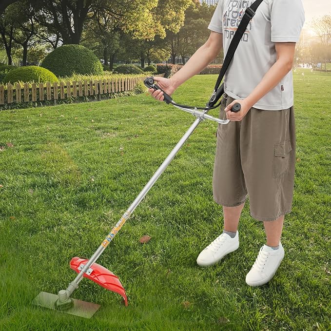 4-Stroke 35.8CC Gas Powered Brush Cutter, 2 in 1 1050W 1.4HP 0.24Gal Strimmer Grass Weed Brush Cutter Weedwacker Trimmer Strimmer Garden Multi Cutter for Yard Trimming, Park Greening, Landscaping