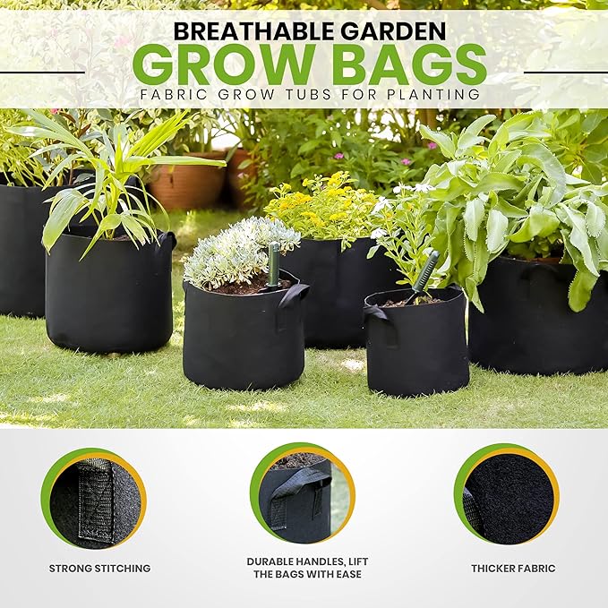 Utopia Home 20-Pack 7 Gallon Fabric Grow Bags,300G Thickened Nonwoven Fabric Planters Pots, Aeration Fabric Pots with Handles, Nonwoven Fabric Bags Suitable for Vegetables Flowers Mushroom.
