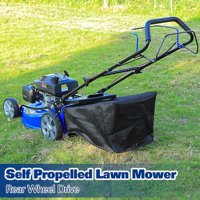 BILT HARD 21 Inch Self Propelled Lawn Mower, 3-in-1 Gas Lawnmower with 201cc 4-Cycle Engine, Bagging, Mulching and Side Discharge, Adjustable 8-Positions Cutting Height, Easy Start