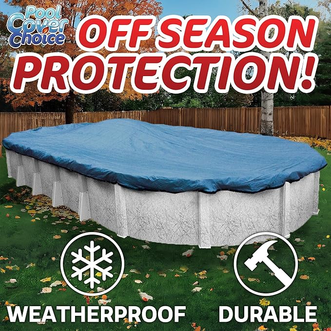 Winter Swimming Pool Cover for 15 ft x 27 ft Aboveground Oval Pool Size, Top Choice Series, Solid Material, Color - Desert Sand, Pool Cover Choice 601527-4CHOICE