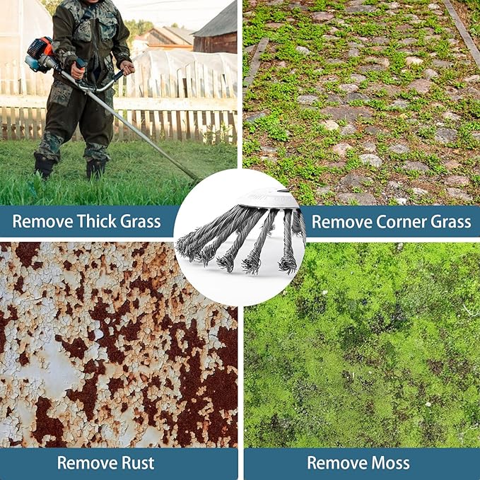 10 Inch Unbreakable Wired Trimmer Blade Weed Eater Attachments Steel Wire Grass Trimmer Head, Weed Eater Head with Adapter Kit for Replacement Lawn Mower Tray, Moss Grass Rust Removal