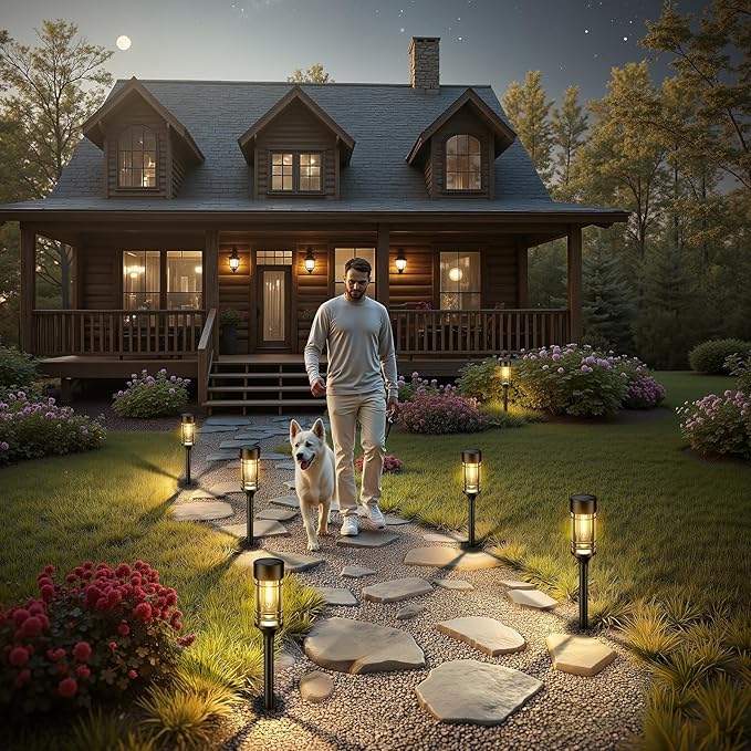 LETMY Solar Pathway Lights Outdoor, 6 Pack Solar Lights Outdoor Waterproof IP65, Bright Landscape Path Light Outdoo for Yard Walkway Lawn Drivewa Garden Decor, 3000K