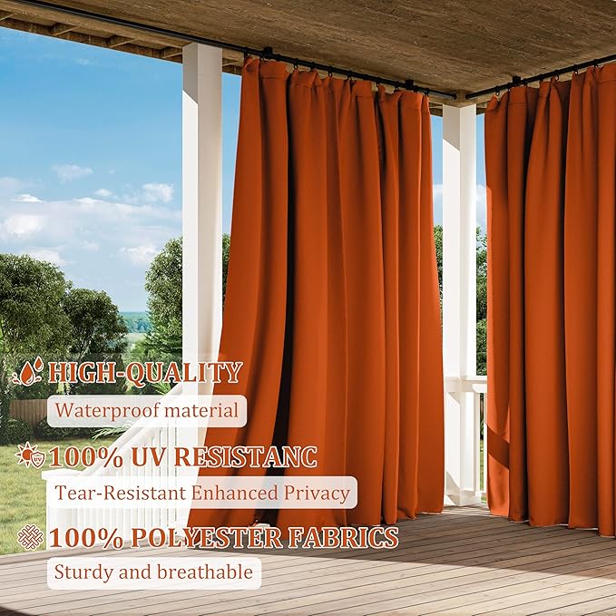 Gazebo Universal Replacement Privacy Curtain,12'×14' Gazebo Outdoor Waterproof Curtains, 4-Panels Sidewall Curtains with Double Zipper for Patio Canopy, Garden and Backyard (Curtain Only)