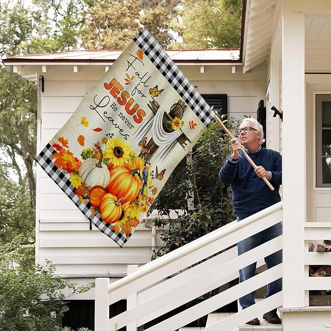 FLAGWIX Fall Christian Flag - House Flags for Outside 29.5" x 39.5" - Christian Gifts for Women Faith, Fall Decorations for Home, Thanksgiving Decorations for Home Garden Decor