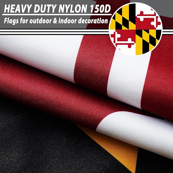 FLAGWIN Maryland Flag 3x5 FT - 3 Ply Double Sided Polyester Flag with Brass Grommets - Vivid Color and Fade Proof State of Maryland Flags 3x5 Outdoor