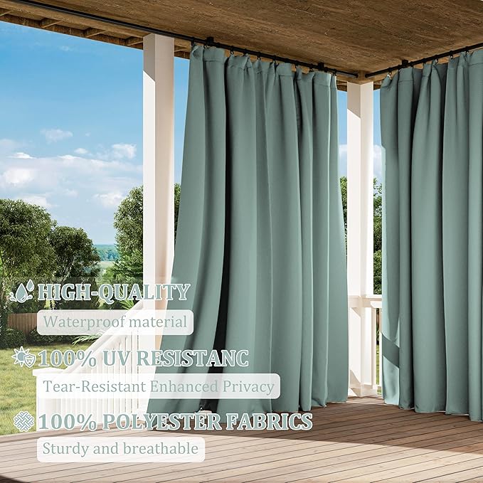 Gazebo Universal Replacement Privacy Curtain,12'×20' Gazebo Outdoor Waterproof Curtains, 4-Panels Sidewall Curtains with Double Zipper for Patio Canopy, Garden and Backyard (Curtain Only)