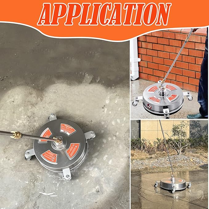 M MINGLE 14'' Pressure Washer Surface Cleaner Attachment, Driveway Power Washer Accessory with 2 Extension Wand, 1/4" Quick Connect, 4000 PSI