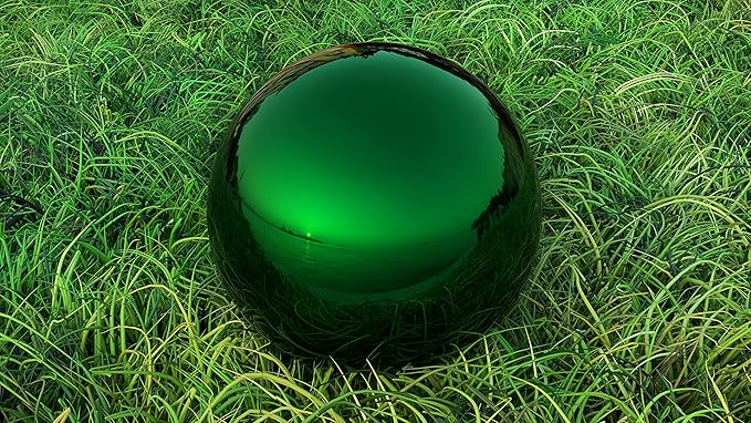 Lulu Decor, Green Stainless Steel Gazing Mirror Ball Size 12 with Stand