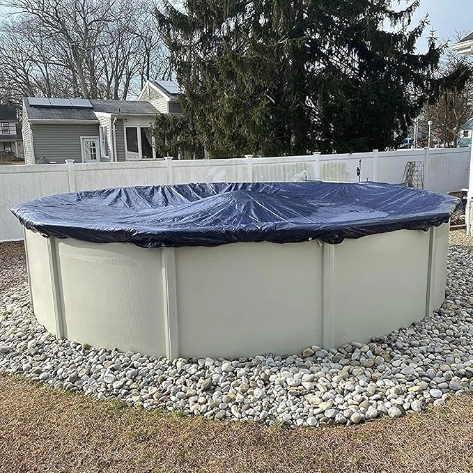 27’ ft. Round Pool Winter Cover for Above Ground Pools – 8-Year Warranty, Cold and UV Resistant, Weatherproof and Durable, Winch & Cable Included