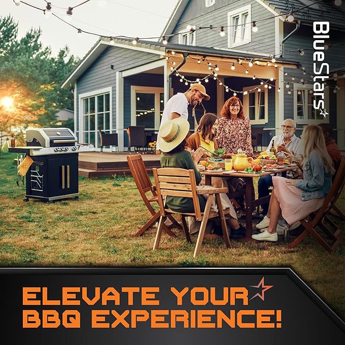 BlueStars 52 inch Grill Cover – Heavy‑Duty Waterproof 600D BBQ Cover for Outdoor Gas Grills, Compatible with Genesis, Weber, Char‑Broil & Nexgrill Models, UV & Rip‑Resistant, Black