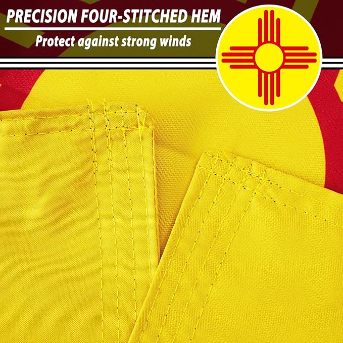 FLAGWIN New Mexico Flag 3x5 FT - 3 Ply Double Sided Polyester Flag with Brass Grommets - Vivid Color and Fade Proof State of New Mexico Flags 3x5 Outdoor