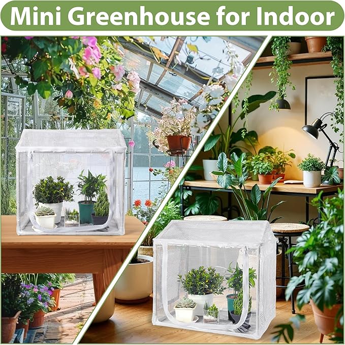 Fully Enclosed Mini Greenhouse Indoor, Small Indoor Greenhouse with Top Opening, Waterproof mini Green House 23.6"x15.7"x23.6" for Garden Small Plants, Succulent, Seedlings