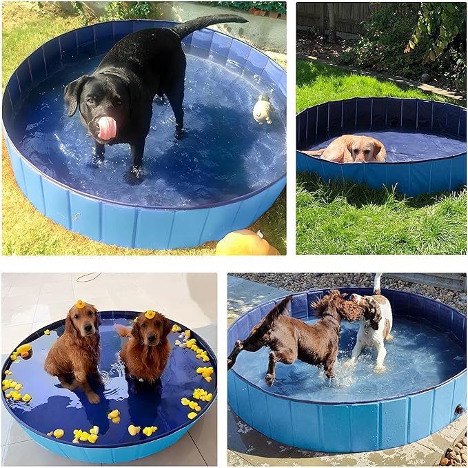 Yaheetech Foldable Dog Pool Collapsible Hard Plastic Dog Swimming Pool Portable Pet Pools Doggie Wading Pool Bath Tub for Puppy Small Medium Large Dogs, 55 x 12 Inches Blue