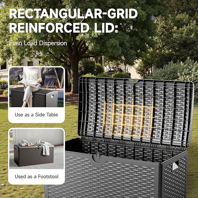 80 Gallon Resin Storage Box, All-Weather, Lockable Multi-Purpose Deck Box for Outdoor Cushions, Patio Items, and Garden Equipment, (Pure Black)
