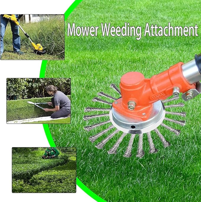 8 Inch Steel Wire Weed Eater Blades, Universal Weed Eater Attachments, Brush Cutter Trimmer Blade with Universal Adapter Kits, Unbreakable Wired Weed Eater Head Replacement for Removing Moss Weed Rust