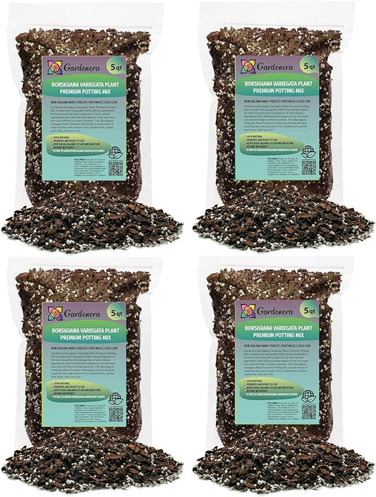 Premium Monstera Borsigiana Soil Mix - Trusted by Experts for Strong and Healthy Plants by Gardenera - 20 Quart (4 Bags of 5 Quart)