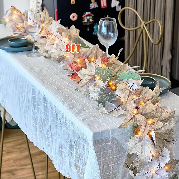 Fall Decorations for Home 3 Pack 9FT Plug in Fall Lights with 50 Warm Incandescent Bulbs UL Certified Connectable Lighted Thanksgiving Garland for Indoor Outdoor Autumn Halloween Harvest Decorations