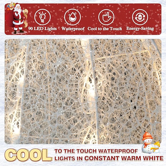 VEIKOU 5FT Snowman Outdoor Christmas Decorations, Lighted Snowman Christmas Decorations Outside, Outdoor Snowman with 90 LED Warm Lights, for Holiday Yard Indoor Porch Lawn