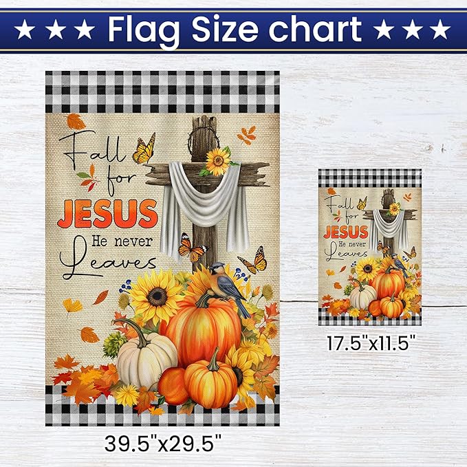 FLAGWIX Christian Fall Garden Flag - Garden Flags for Outside 11.5" x 17.5" - Christian Gifts for Women Faith, Fall Decorations for Home, Thanksgiving Decorations for Home Decor