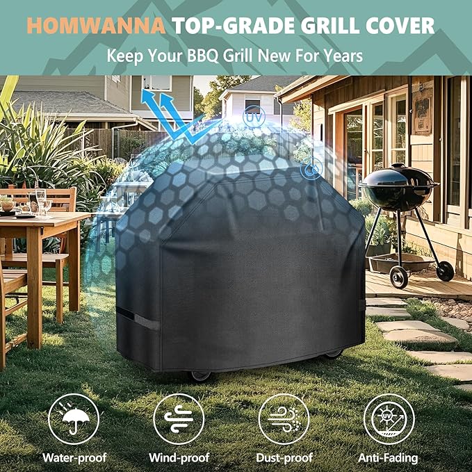 Grill Cover 55 Inch - Superior Gas Grill Cover for Outdoor Grill - 600D Outside BBQ Covers Waterproof Heavy Duty for Weber, Dyna-glo, Char-Broil, Nexgrill, Brinkmann, Monument Barbecue Grill