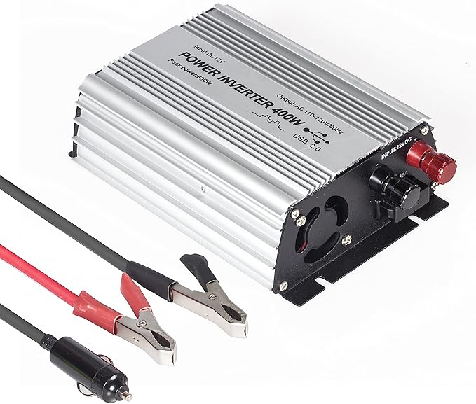 400W Power Inverter DC 12V，Output 110V-120V AC Car Inverter with USB Car Adapter
