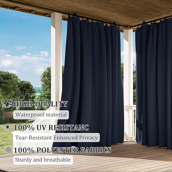 Gazebo Universal Replacement Privacy Curtain,12'×12' Gazebo Outdoor Waterproof Curtains, 4-Panels Sidewall Curtains with Double Zipper for Patio Canopy, Garden and Backyard (Curtain Only)