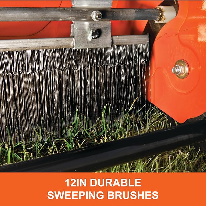 Agri-Fab 45-0492 44" Tow-Behind Lawn Sweeper, 28 cu. ft Hopper Bag Capacity; Leaf & Grass Catcher, with Adjustable Brush Height and Dump From Seat Handle