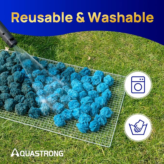 AQUASTRONG Pool Filter Balls for Sand Filter Pump, 4.6 lbs Reusable Sand Filter Balls (Replaces 150 lbs of Sand), Efficient Blue Filter Balls for Swimming Pools, Filter Pumps, Aquariums