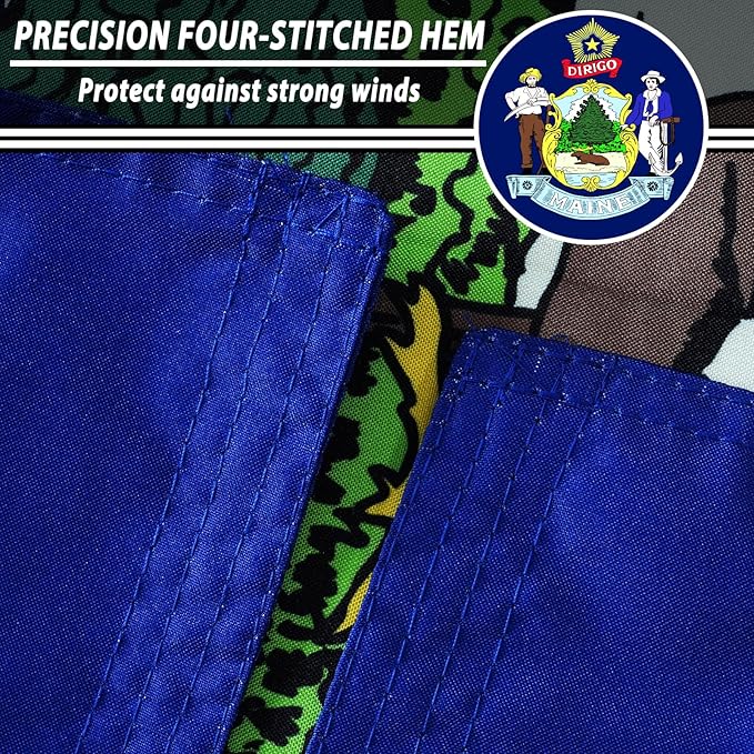 FLAGWIN Maine Flag 3x5 FT - 3 Ply Double Sided Polyester Maine State Flag with Brass Grommets - Vivid Color and Fade Proof State of Maine Flags 3x5 Outdoor