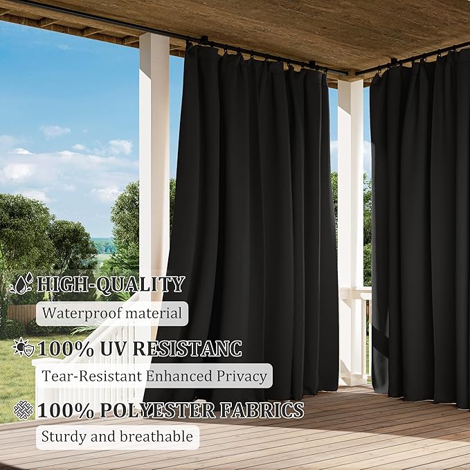 Gazebo Universal Replacement Privacy Curtain,10'×10' Gazebo Outdoor Waterproof Curtains, 4-Panels Sidewall Curtains with Double Zipper for Patio Canopy, Garden and Backyard (Curtain Only)