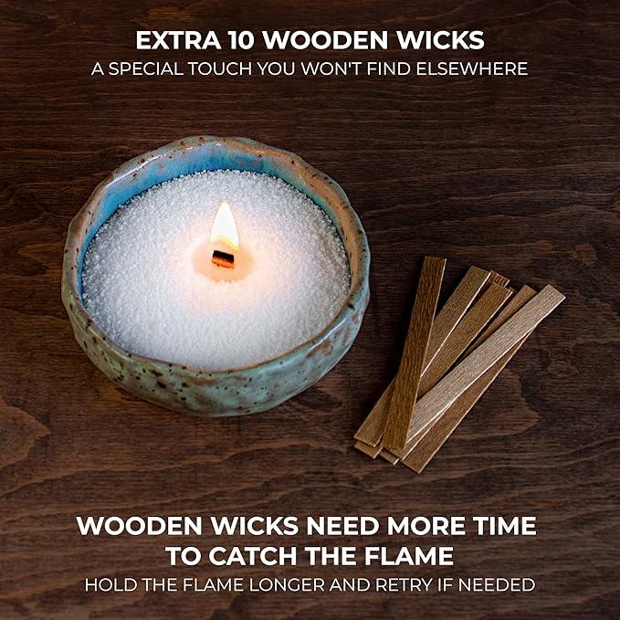 CANDWAX Pearled Candle Wax Sand 28 Oz - Unscented Candle Powder Plant-Based Clean Burning - Refillable Candle Pearls with 60 Wicks (50 Cotton + 10 Wooden)