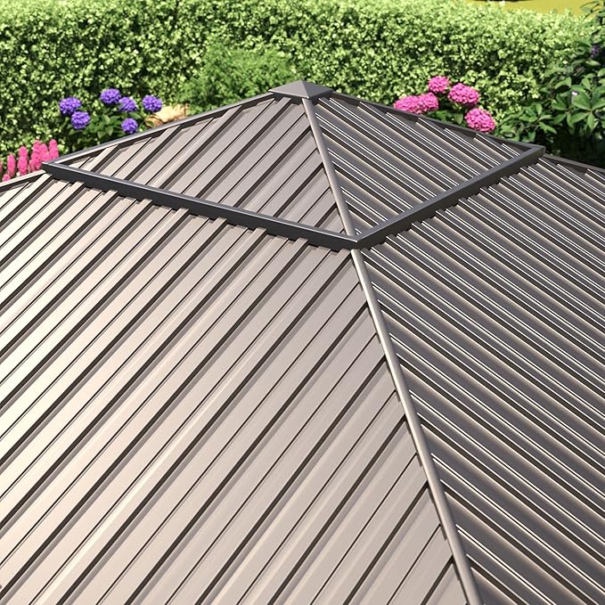 TOOLPORT Hardtop Gazebo 13x13 ft with Steel Roof - Approx. 3.54x3.54 in Aluminium Poles