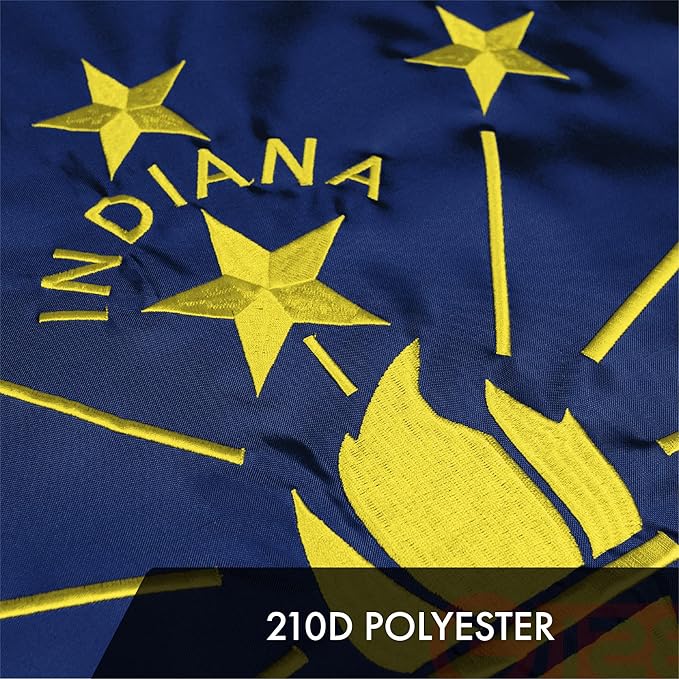 G128 Indiana State Flag | 2x3 Ft | ToughWeave Series Embroidered 300D Polyester | Embroidered Design, Indoor/Outdoor, Brass Grommets