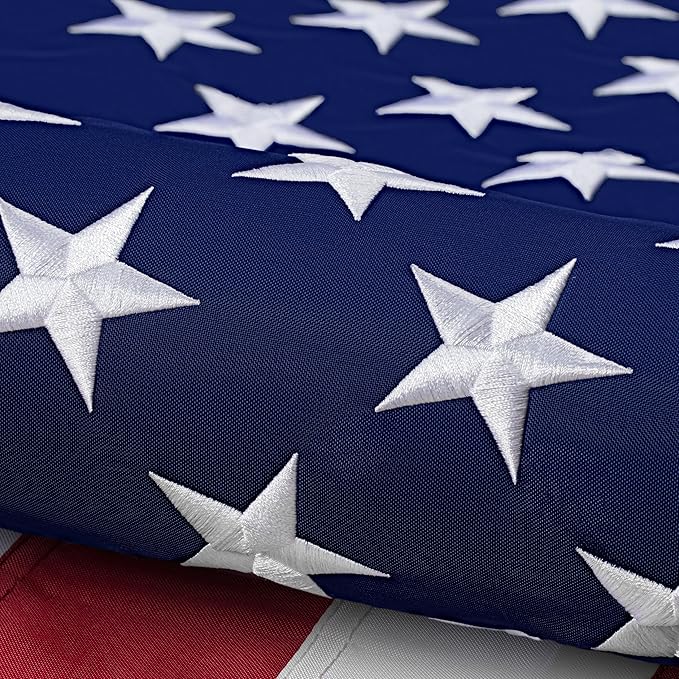3 x 5 American Flag 3x5 ft: Long Lasting US Flag, Heavy Duty Nylon, Embroidered Stars, Sewn Stripes, Brass Grommets, UV Protection Perfect for Outdoors! USA Flag