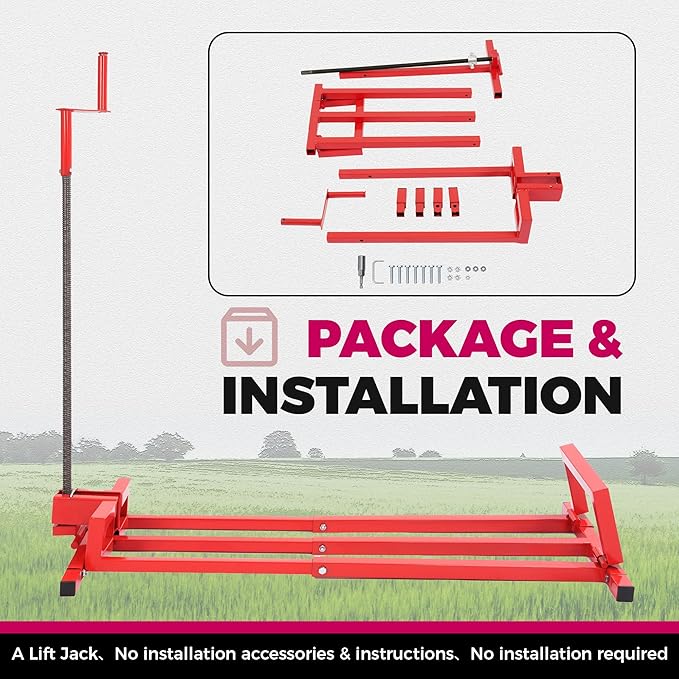 KUAFU Lawn Mower Lift Jack, Telescopic Maintenance Jack for Lawn Mowers and Garden Tractors, Manual Handle & Power Tool Extension Red, GO-3711
