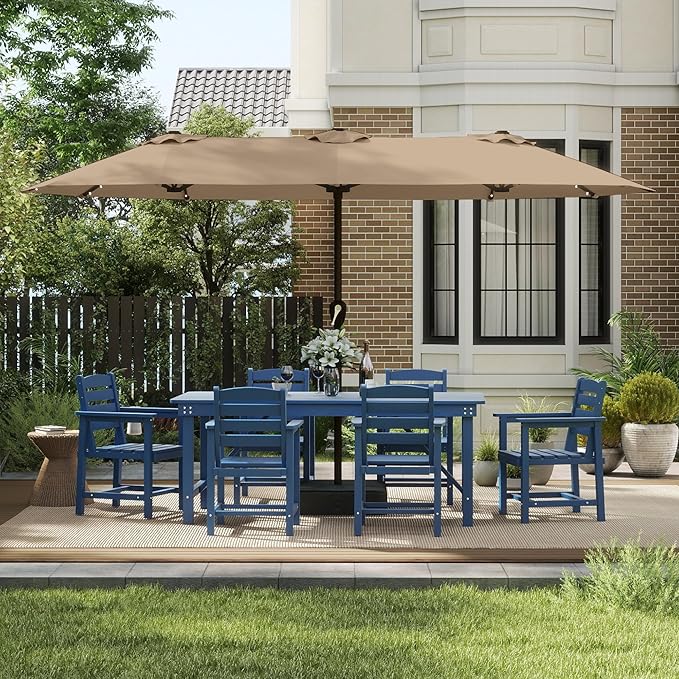 13FT Double Sided Patio Umbrella with LED Lighted