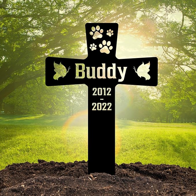 Cat Grave Marker Outdoor | Custom Pet Memorial Headstone | Personalized Cat Tombstone for Garden or Cemetery | Elegant and Durable Design, Multiple Size and Color Choices