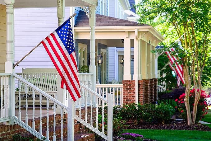 American Flag 3x5 ft Pole Sleeve Style: Longest Lasting US Sleeved Flag Made from Nylon, Embroidered Stars, Sewn Stripes, UV Protection Perfect for Outdoors! USA Flag