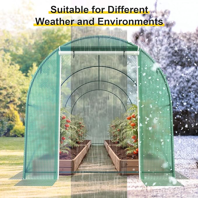 GOJOOASIS Greenhouse Outdoor Green House for Outside Winter Heavy Duty Large Walk-in Tunnel Portable Greenhouses for Backyard Plants Shed (10'x7'x7')